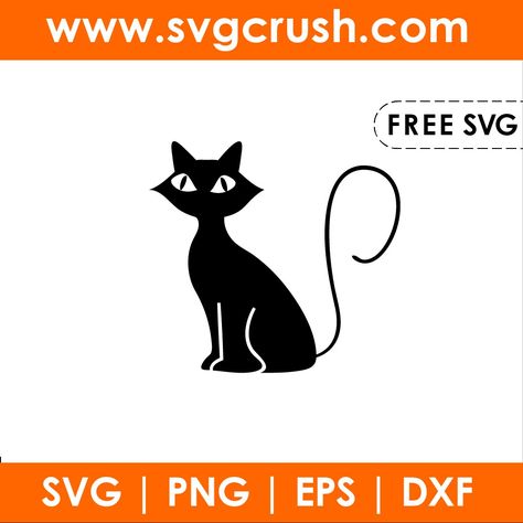 Cat Svg Free, Halloween Cat Svg, Cricut Animals, Free Svg Files For Cricut, Cat Svg, Free Cut Files, Free Svg Files, Free Cats, Diy Cricut