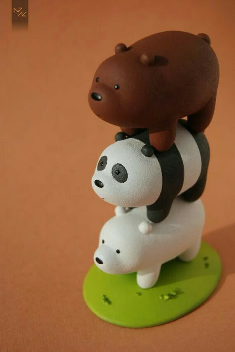 Toys From Clay, We Bare Bears Clay, Clay Toys Ideas, Cartoon Clay Art, Christmas Lanterns Ideas, Diy Christmas Lanterns Ideas, Polymer Clay Panda, Clay Panda, Clay Cartoon