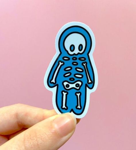 SKELETON STICKER - Waterproof Vinyl Halloween Sticker Halloween Sticker Ideas, Cool Stickers Art, Cool Sticker Ideas, Cute Sticker Ideas, Line Art Stickers, Vinyl Sticker Ideas, Cute Halloween Stickers, Blue Skeleton, Popular Stickers