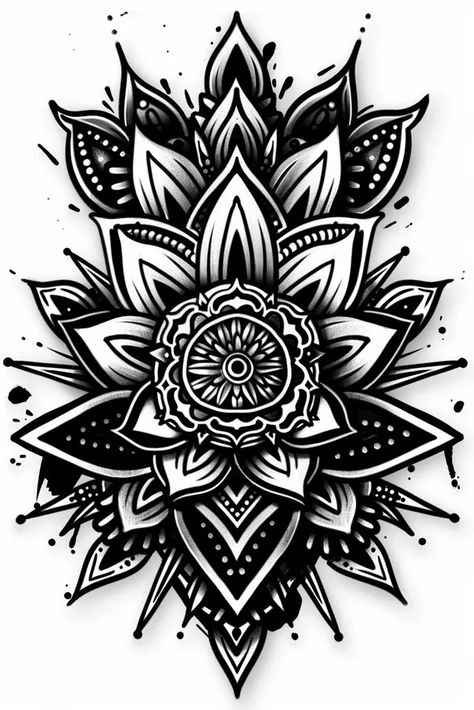 Tattoo idea: tattoo sketch symbolic An intricate mandala with layer 1 Mandala Tattoo Men, Symmetrical Tattoo, Idea Tattoo, Intricate Mandala, New Tattoo Designs, Manga Tattoo, Traditional Japanese Tattoos, Lily Tattoo, Mandala Tattoo Design