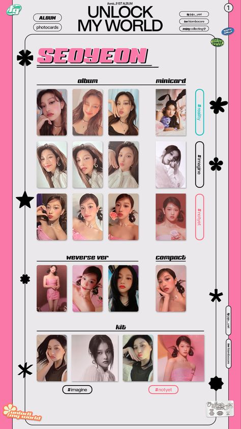 fromis_9 unlock my world album Fromis 9 Photocard, My World Photocard, Photocard Template, My World, Photo Cards, Quick Saves