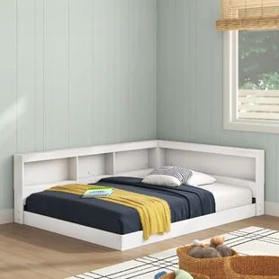 Twin Platform Bed L Shape, Daybed Queen, Coastal Farmhouse Bedroom, Twin Bed Frames, Platform Daybed, Triple Bed, Kid's Bed, Frame Highlights, Kids Bed Frames