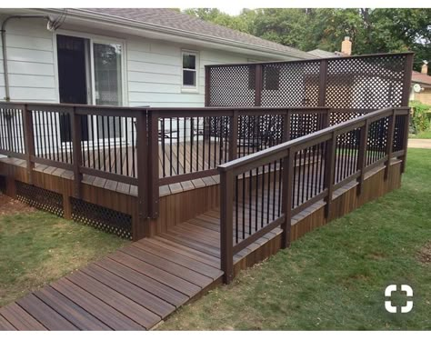 Porch With Ramp, Wheelchair Ramp Design, Mobile Home Deck, Mobile Home Front Porch, Manhattan House, Outdoor Ramp, Front Porch Deck, Mobile Home Exteriors, Ramp Design