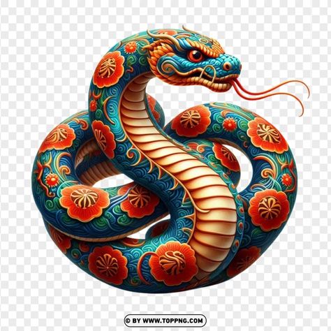 Year Of The Snake Design, 2025 Year Of The Snake, Giant Anaconda, Chines New Year, Year Of Snake, 2025 Design, King Cobra Snake, Colorful Snake, Dtf Designs