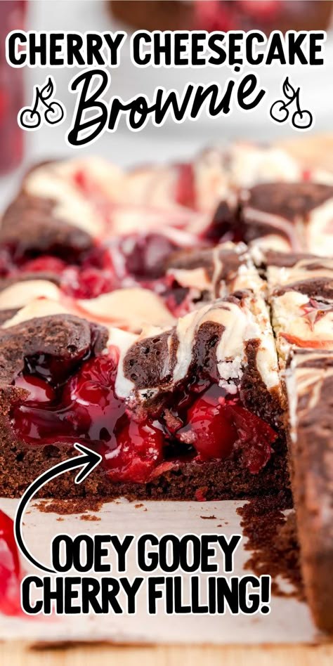 Cherry Cheesecake Brownies, Cheesecake Topping, Chewy Brownies Recipe, Fudgy Cake, Cherry Brownies, Cheesecake Brownies Recipe, Sweet Cherry Pie, Cheesecake Brownie, Cherry Desserts