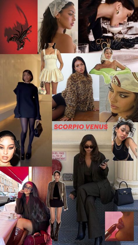 Style inspiration for Scorpio Venus, moodboard Venus Moodboard, Venus In Scorpio, Scorpio Style, Scorpio Fashion, Venus In Capricorn, Femininity Aesthetic, Leo And Scorpio, Venus Fashion, Future Style