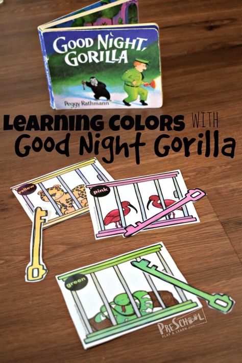 Learning Colors with Good Night Gorilla Book Activity - this is such a fun free printable activity for a zoo theme, animal theme for toddler, preschool, prek, and kindergarten age kids learning colors #colors #preschool #goodnightgorilla Goodnight Gorilla Activities, Good Night Gorilla, Zoo Activities Preschool, Goodnight Gorilla, Zoo Animals Preschool, Preschool Zoo Theme, Zoo Preschool, Preschool Color Activities, Educational Activities For Toddlers