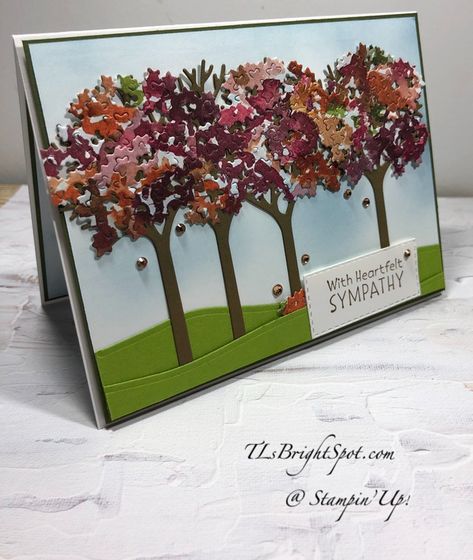 Stampin Up Project, Spring Tree, Stampin Up Catalog, Tree Cards, Green Cards, Friendship Cards, Thanksgiving Cards, Fall Cards, Leaf Flowers