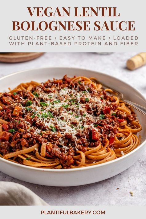 Lentil Bolognese Pasta, Vegan Lentil Ragu, Best Pasta For Bolognese Sauce, Vegan Pasta Bolognese, Lentil Pasta Sauce Recipe, Bolognese Sauce Vegan, Lentil Spaghetti Bolognese, Veggie Bolognese Sauce, Vegetarian Bolognese Sauce