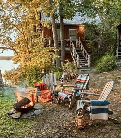 Dream Cottage, Garden Sheds, Lake Cottage, Lake Cabins, Cabins And Cottages, Cabin Life, Firepit, Fall Color, Cabins In The Woods