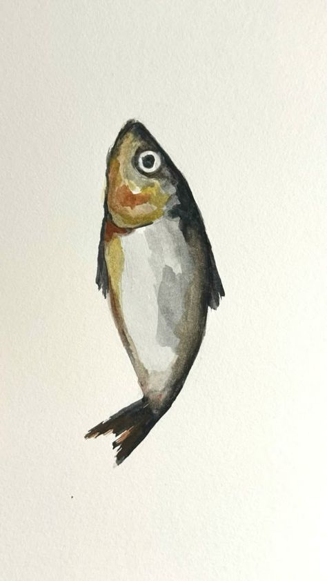 Thing To Paint With Watercolor, Simple Aesthetic Watercolor Paintings, Simple Watercolor Inspiration, Drawing In Watercolor, Watercolour Fish Easy, Easy Watercolor Paintings Ideas, Watercolor Hacks For Beginners, Watercolor Fish Art, Cute Drawings Watercolor