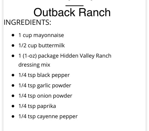 Outback Ranch Dressing Recipe, Outback Ranch Dressing, Outback Ranch, Ranch Salad Dressing Recipes, Ranch Dressing Recipe Homemade, Salad Dressing Recipes Healthy, Ranch Salad, Homemade Sauce Recipes, Ranch Dressing Recipe