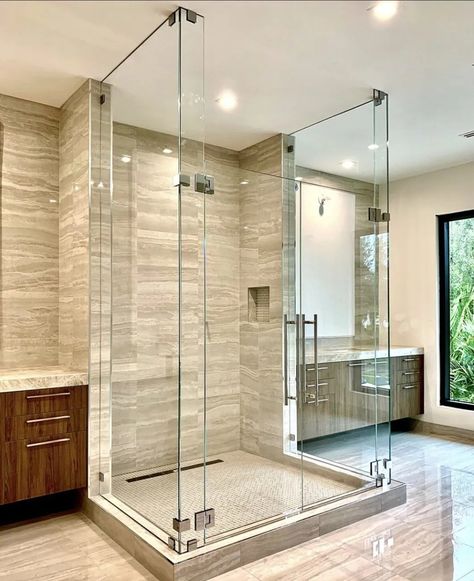 Types Of Shower Glass Rain Glass Shower Door, Clear Glass Shower Door, Door Texture, Shower Glass, Shower Walls, Tinted Glass, Frameless Shower, Large Bathrooms, Glass Shower Doors