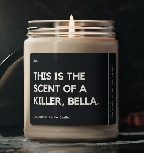 Twilight This is the Scent of a Killer Bella Candle Twilight - Etsy Twilight Candle, Book Candles, Twilight Bathroom, Bookish Candles, Bookish Merch Ideas, Twilight Gifts Ideas, Twilight Diy, Twilight Decor, Twilight Party Decorations