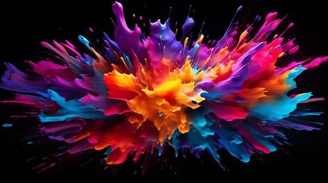 Realistic colorful mixed rainbow powder explosion Powder Explosion, Premium Photo, 1 Million, Rainbow, Stock Photos, Color