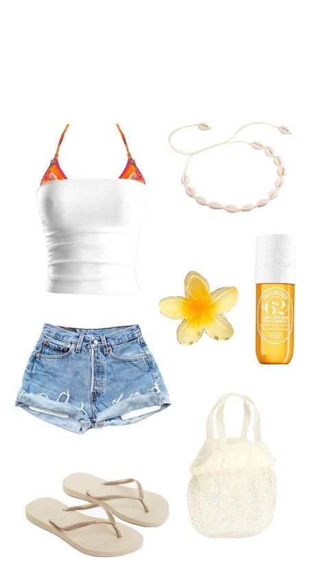 beach outfit Idea #oufitinspo #beach Spirit Week Beach Day Outfit, Outfit Ideas For Florida Vacation, Beach Theme Outfit, Teen Beach Outfit, Teen Vacation, Outfits Fo, Beachy Theme, Spirit Week Outfits, Tropical Outfit