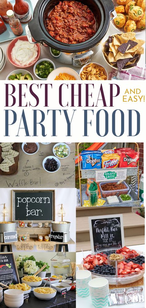 Cheap Easy Party Food, Tacobar Party, Easy Party Food Ideas, Party Food On A Budget, Cheap Party Food, Party Food Bars, Graduation Party Foods, Budget Party, Party Food Buffet