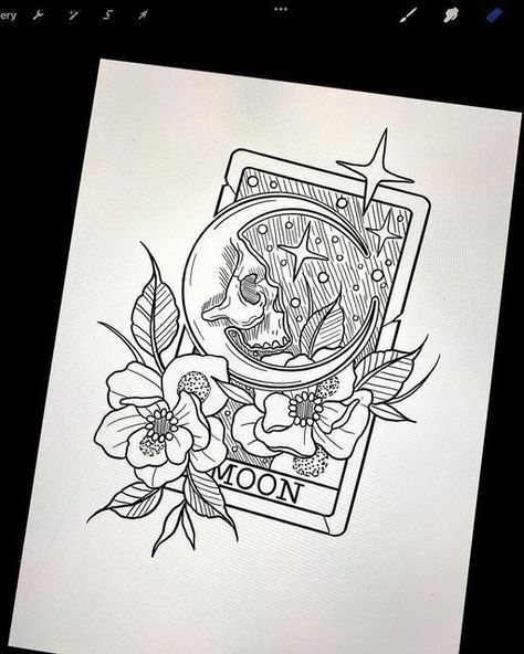 Tattoo Sketch Book, The Emperor Tarot Tattoo, Crystal Ball Tattoo Design, Tarot Card Drawings, Crystal Ball Tattoo, Sakura Tattoo, Tarot Card Tattoo, The Moon Tarot Card, Tarot Tattoo