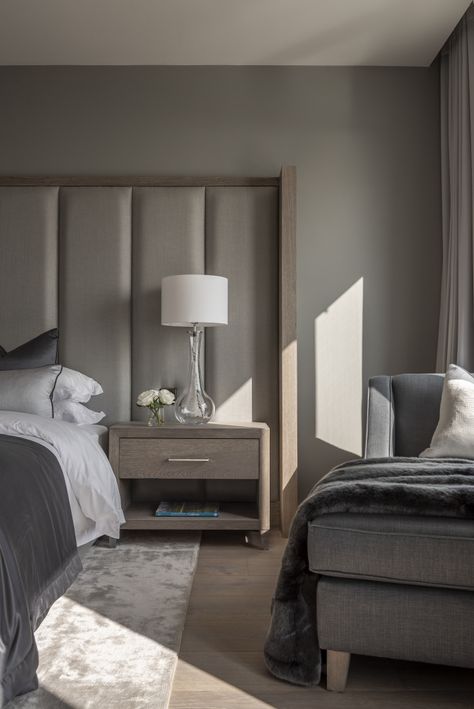 Ventura Design | Marina Village Greystones – Super Penthouse Bedhead Design Luxury, Bespoke Headboard, Bespoke Headboards, Bedhead Design, Ventura Design, Luxury Bedside Table, Gym Design Interior, Marina Village, Upholstered Walls