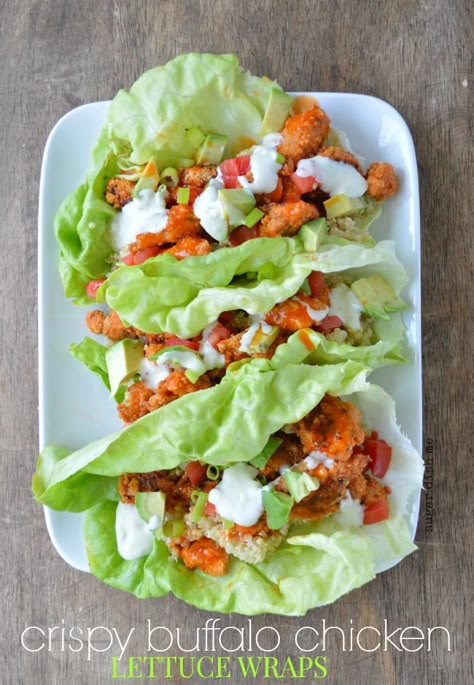 If you’re watching your waistline this summer, then let me introduce you to the beautiful, scrumptious world of lettuce wraps. It’s pretty simple, instead of using bread for a sandwich (or wrap), forgo the carbs and use lettuce. These special wraps can be made into any crazy combination your heart (or should I say stomach) [...] Sandwich Vegetarian, Buffalo Chicken Lettuce Wraps, Buffalo Chicken Recipes, Chicken Lettuce Wraps, Lettuce Wraps, Lunch Snacks, Healthy Dinners, Low Cal, Buffalo Chicken