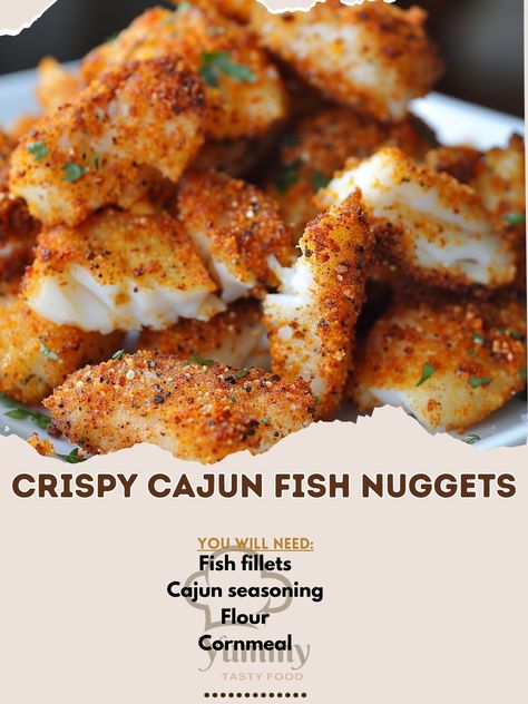 Yummy Recipes | 🔥 Spice up your day with Crispy Cajun Fish Nuggets! Bite-sized and full of flavor. 🐟🍤 #CajunDelight #CrispyNuggets Crispy Cajun Fish... | Instagram Cajun Fish, Fish Nuggets, Fish Fillets, Fish Fillet, Cajun Seasoning, Spice Recipes, Fried Fish, Fish And Seafood, Frying