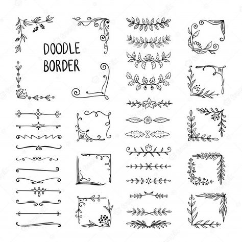 Premium Vector | Doodle border. flower ornament frame, hand drawn decorative corner elements, floral sketch pattern. doodle frame elements Border Doodles Hand Drawn, Border Doodles, Sketch Pattern, Hand Drawn Border, Corner Borders, Doodle Borders, Doodle Frame, Doodle Frames, Doodle Illustration