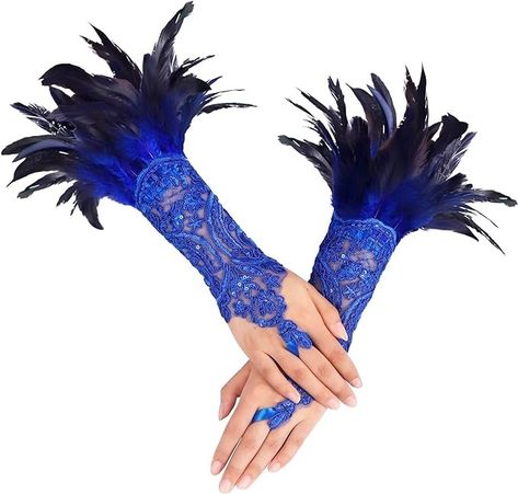 Amazon.com: HOMELEX Women Black Lace Feather Gloves Witch Angel Costume Accessories Swan Wings Wrist Bands : Clothing, Shoes & Jewelry Colored Cocktails, Swan Wings, North Face Gloves, Grey Gloves, Angel Costume, Feather Bracelet, Vintage Gloves, Hand Wrist, Fingerless Mittens