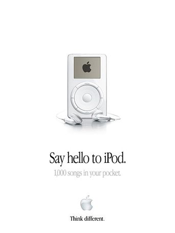 Apple - iPod: 1.000 songs in your pocket. Ipod Advertising, Apple Advertising Design, Ipod Commercial, Apple Poster Design, Ipod Ad, Apple Advert, Iconic Ads, Apple Ads, Apple Advertising