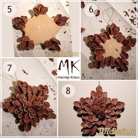 Pinecone Crafts Christmas, Săpunuri Handmade, Pine Cone Art, Star Ornaments, Holiday Crafts Diy, Christmas Wreaths Diy Easy, Pine Cone Decorations, Cones Crafts, Pine Cone Crafts