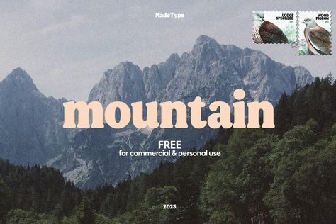 MADE Mountain | FREE Font on Behance Mountain Shop Design, Travel Font Typography, Hiking Design Graphic, Nature Font Typography, Retro Mountain Aesthetic, Free Vintage Font, Outdoorsy Font, Nature Typography Design, Mountain Logo Design Ideas