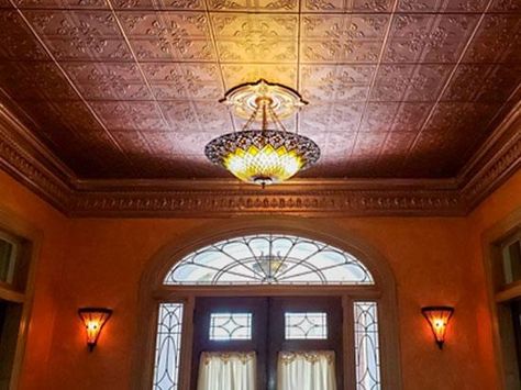 Idea Library – Page 6 – Decorative Ceiling Tiles Copper Ceiling Paint, Copper Ceiling Tiles, Styrofoam Ceiling, Victorian Ceiling, Styrofoam Ceiling Tiles, Paneled Ceiling, Painted Ceilings, Copper Ceiling, Decorative Ceiling Tile