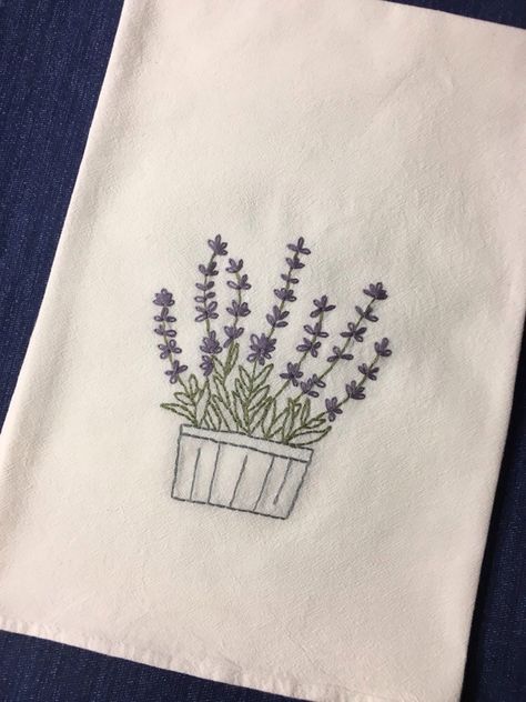 Flour sack lavender towel hand embroidered tea towel,wildflower tea towel  with herbs,farmhouse flour sack towel Tea Towel Embroidery Patterns, Embroidery Tea Towels, Tea Towel Embroidery, Dish Towel Embroidery, Embroidered Tea Towels, Towel Embroidery Designs, Tea Towels Embroidery, Towel Art, Embroidery Napkins