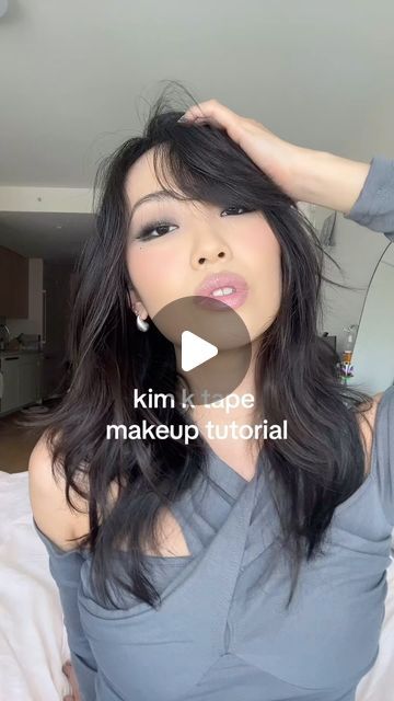 Chael ࿔ on Instagram: "kim k tape makeup tutorial part 1 😍" K Makeup Look, Kim K Makeup, K Makeup, Tape Makeup, K Tape, Kim K, June 17, Makeup Tutorial, Makeup