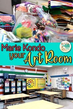 Is your art room a hot mess? Cabinets filled with clutter? Try tidying up the Marie Kondo way. Read my 5 Tips for Tidying Up For Teachers & get your space in gear! Art Room Organization, Middle School Classroom Organization, High School Art Room, Art Classroom Organization, Elementary Art Classroom, Art Room Posters, Art Classroom Management, Classe D'art, Elementary Art Rooms