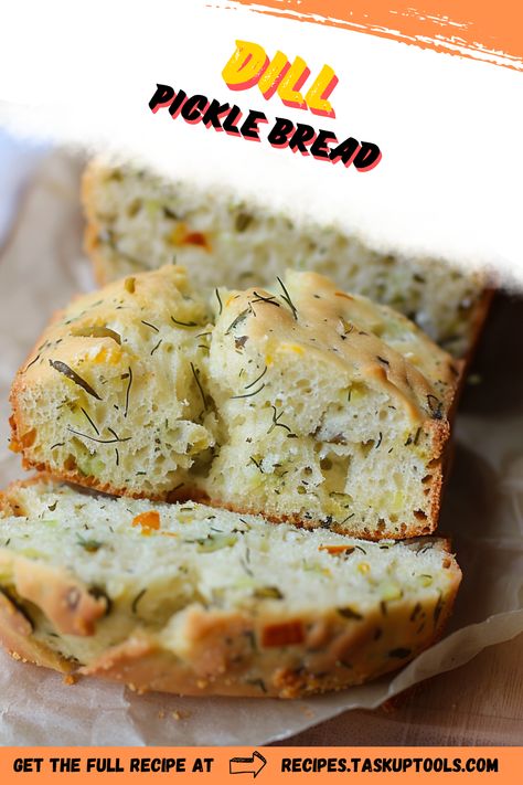 Dive into this amazing recipe for tangy, crunchy, and irresistibly delicious Dill Pickle Bread! Perfect for pickle enthusiasts, this bread boasts the perfect balance of savory dill flavors and the satisfying texture of dill pickles. Discover the step-by-step guide and pin this for an easy reference to a unique twist on your usual bread recipe. #DillPickleBread #UniqueRecipes #FoodLovers #BakingArtistry Pickle Bread Recipes, Pickle Biscuits, Dill Pickle Bread, Pickle Bread, Flavored Bread, Pickle Pie, Beer Bread Recipe, Easy Reference, Dill Pickles