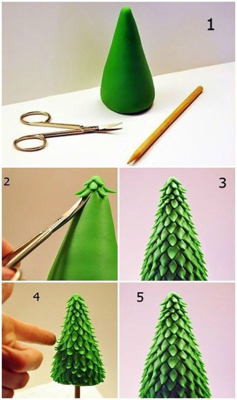 10 Interesting #Christmas Tree Crafts For Your Kids: We have compiled a set of top 10 Christmas tree craft ideas here to keep your kid busy during the holidays! Kue Fondant, Flori Fondant, Juleverksted For Barn, Kids Tree, Christmas Cake Designs, Christmas Cake Decorations, ดินปั้น Polymer Clay, Christmas Tree Art, Christmas Clay