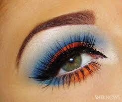 Broncos Makeup, Superbowl Makeup, Super Bowl Makeup, Cheer Makeup, Themed Makeup, Denver Bronco, 5 Minute Makeup, Eye Designs, Anti Aging Makeup