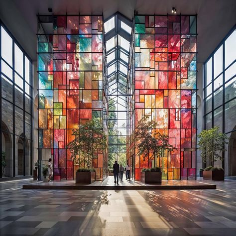 Ozan Ertug & Pinar Ongun | Stained glass facades produced from recycled glass We try to make a new design perspective prepared with AI from the requests of… | Instagram Church Design Architecture, Design Perspective, Building Facades, Old Glass Bottles, Hotel Exterior, Parametric Architecture, Glass Museum, Color Palette Bright, Landscape Photography Nature