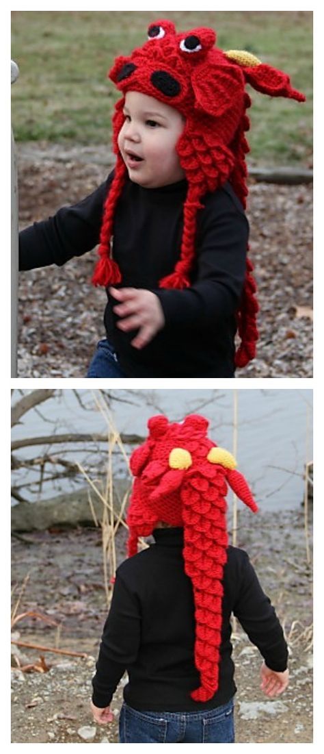 Crochet Crocodile Stitch Dragon Hat pattern Crochet Dragon Hat, Crocheted Dragon, Crochet Crocodile, Dragon Hat, Crochet Creatures, Festival Crochet, Crochet Wear, Crochet Character Hats, Dragon Hats