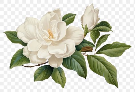 Gardenia Plant Tattoo, Gardenia Drawing, Gardenia Illustration, Vintage Plant Illustration, White Flower Illustration, Gardenia Tattoo, Jasmine Drawing, White Flower Png, Gardenia Flowers