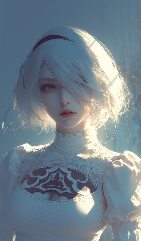 4k HD Wallpaper: 2B in Silk Pajamas at Sunrise White Silk Pajamas, 2b Nier Autómata, Fanart Wallpaper, Anime Girlies, Disney Princess Artwork, 4k Hd Wallpaper, Wallpaper Flowers, Android Wallpaper Flowers, Graphic Design Ads