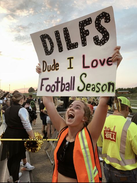 Dude I Love Football Season Poster, Football Game Ideas High School, Neon Out Football Game Posters, Sga Ideas High School, Football Season Signs, Neon Student Section Posters, Football Season Posters, Cheer Signs For Football Posters, Football Game Posters High School Funny