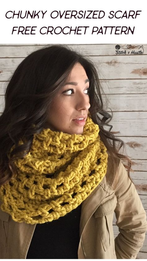 Chunky Oversized Open Stitch Infinity Scarf - Free Crochet Pattern Chunky Infinity Scarf Crochet Pattern, Chunky Infinity Scarf Crochet, Crochet Infinity Scarf Free Pattern, Auntie Anne, Chunky Crochet Scarf, Crochet Infinity Scarf Pattern, Foundation Half Double Crochet, Friends Crochet, Crochet Cowls