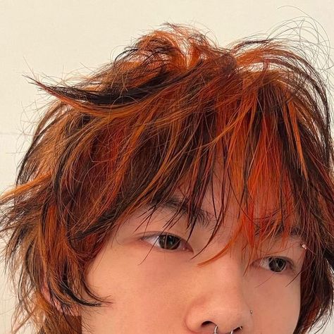 𝐑𝐲𝐨 [𝐫𝐢𝐨] on Instagram: "Tiger stripe🐅🐾
cut & beige / black / orange
from Shanghai🇨🇳" Orange Hair Male, Skunk Stripe Hair Boy, Orange And Black Hair Streaks, Tiger Stripe Hair, Hair Color Designs, Tiger Hair Color, Tiger Hairstyle, Orange Hair Dye Ideas, Black Orange Hair