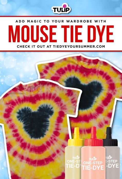 Mickey Mouse Tie-Dye Technique Tie Dye Disney Shirts, Tulip Tie Dye, Tie Dye Disney, Tie Dye Tutorial, Tie Dye Shirts Patterns, Tye Dye Patterns, Diy Tie Dye Techniques, Diy Tie Dye Designs, Tie Dye Patterns Diy