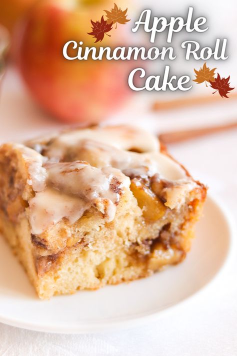 Cinnamon Roll Apple Cake Recipe, Apple Cimmamon Rolls, Apple Cinnamon Roll Cake Recipe, Apple Cinnamon Swirl Cake, Apple Cinnamon Roll Cake, Cinnamon Swirl Cake, Maple Icing, Healthy Cinnamon Rolls, Baked Cinnamon Apples