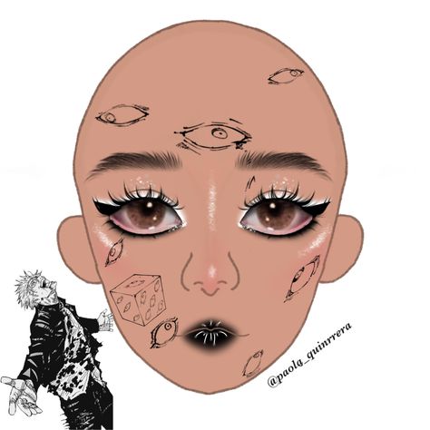 Gojo Makeup Look, Gojo Makeup, Jjk Makeup, Nail Anime, Ideas Disfraz, Face Texture, Anime Makeup, Face Chart, Makeup Tut