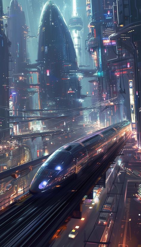 Cyberpunk Train, Futuristic Train, Fallen Saga, Magali Villeneuve, Vision Collage, Air Car, Future Vision, Subway Train, Train Journey