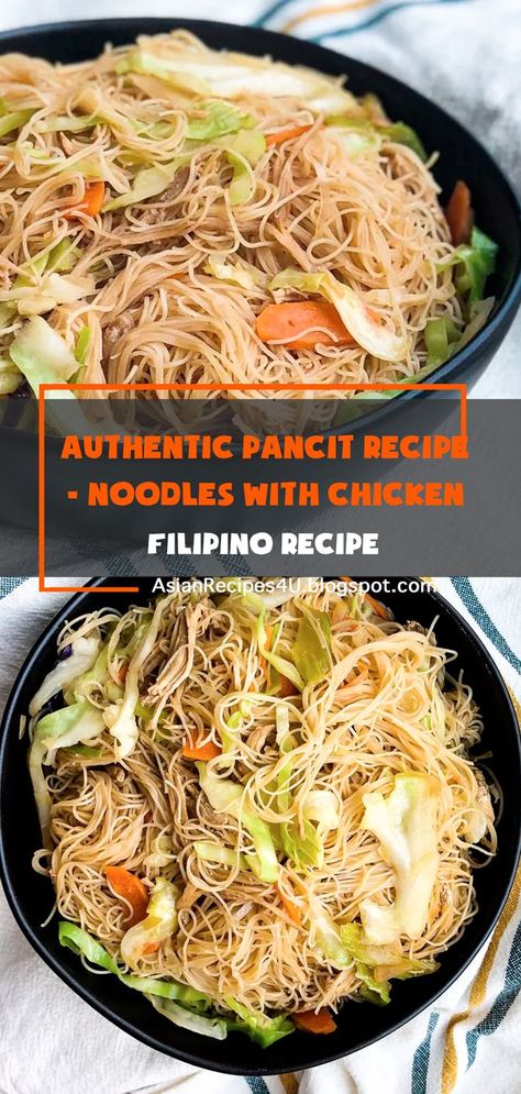 Filipino Recipes Chicken, Filipino Recipes Authentic, Chicken Pancit Recipe, Philapino Recipes, Pilipino Food Recipe, Filipino Pancit, Pancit Recipe, Easy Filipino Recipes, Fried Noodles Recipe