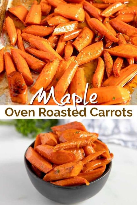 Carrots In Oven, Maple Roasted Carrots, Oven Roasted Carrots, Carrots Side Dish, Maple Glazed Carrots, Baked Carrots, Carrot Recipes, Low Carb Recipes Dessert, Roasted Carrots